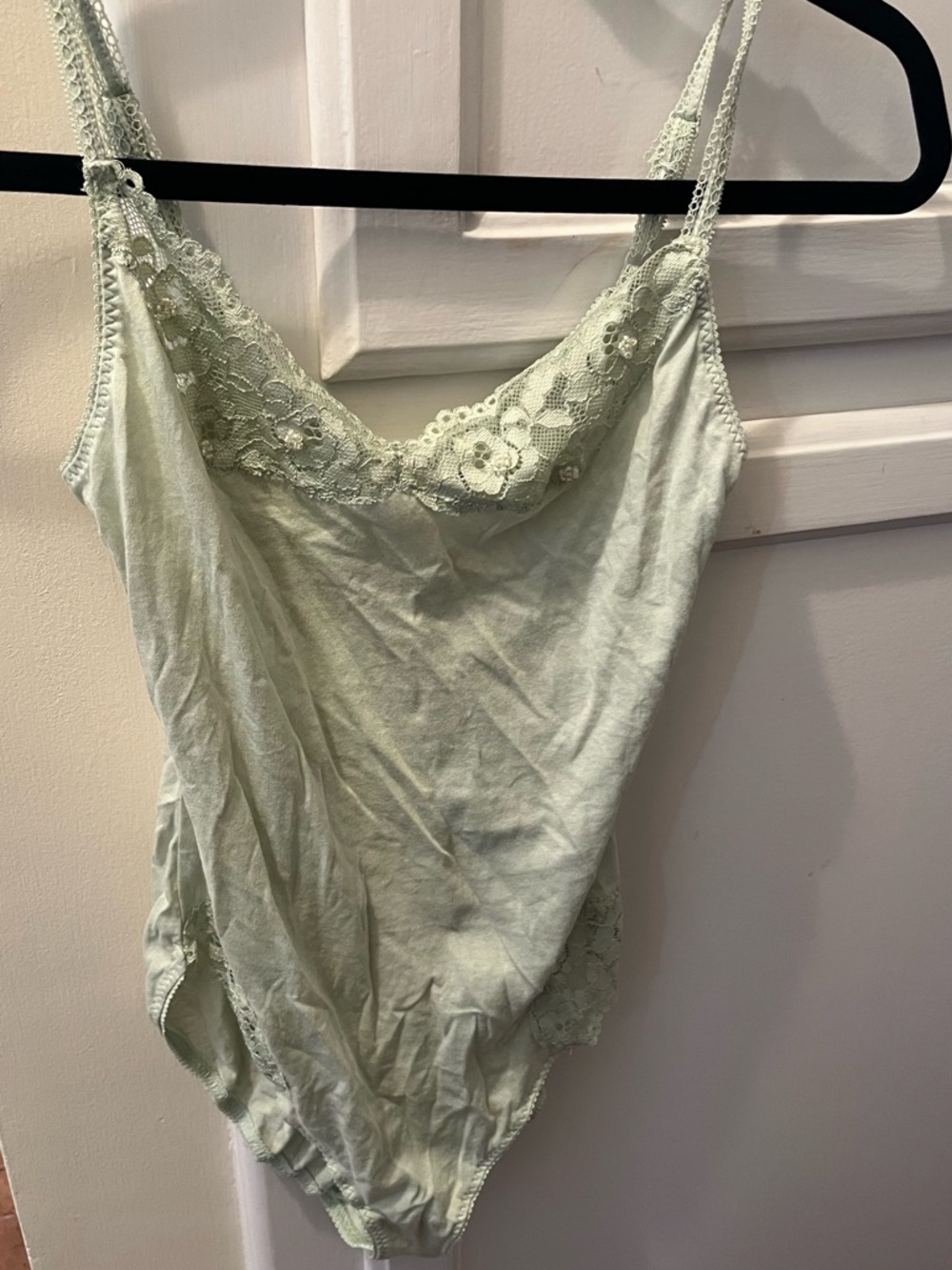 Free People Lace-Trim Camisole Bodysuit - Light Green XS Never worn